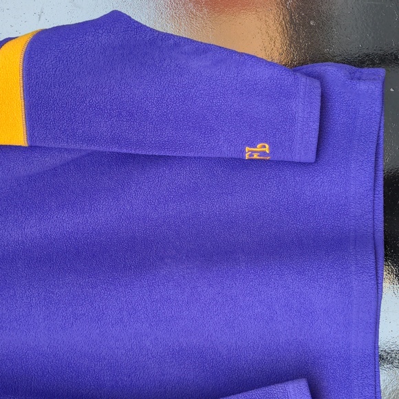 vintage Women's medium Minnesota Vikings fleece sweatshirt purple yellow stripes - Picture 3 of 11